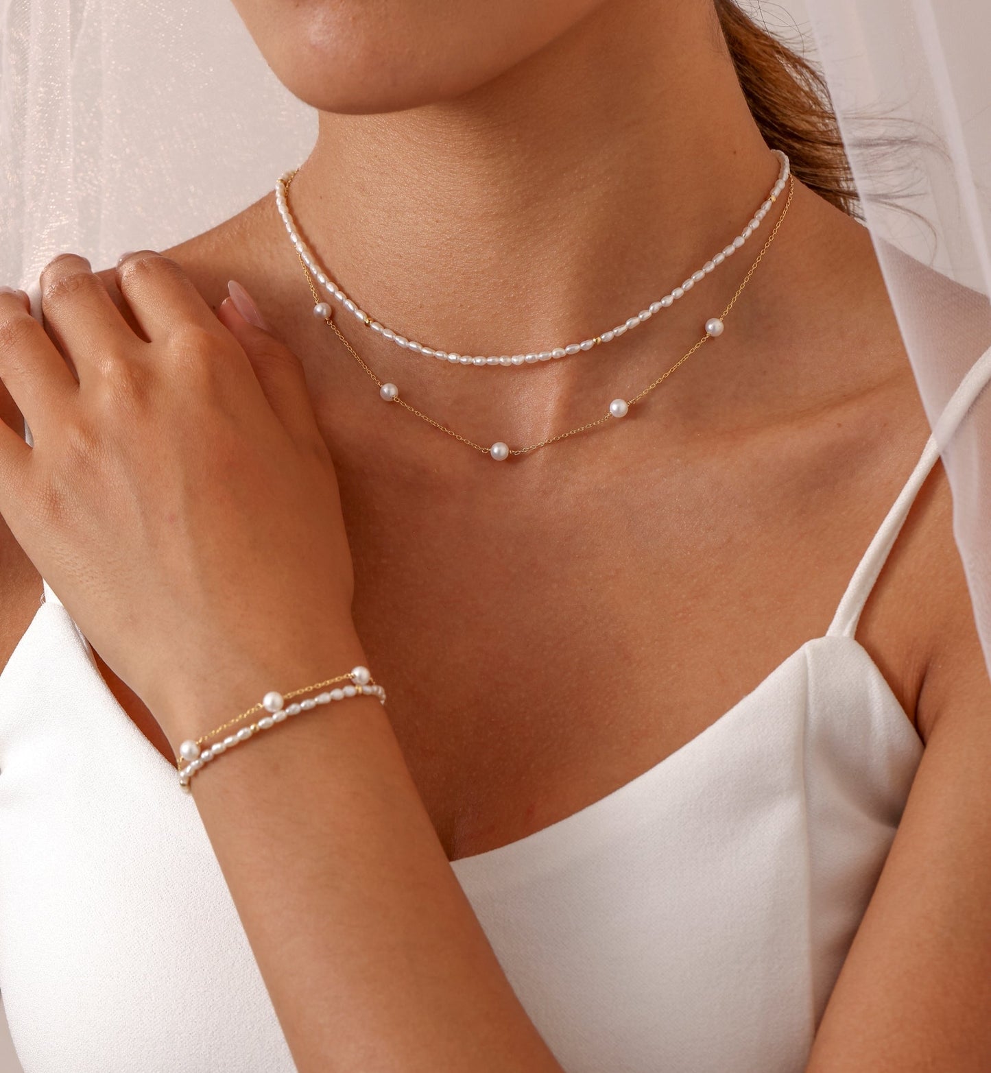 14K Gold Filled Pearl Necklace - Milky Way
