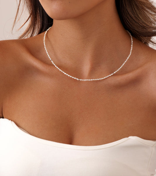 Sterling Silver Pearl Necklace - Milky Way