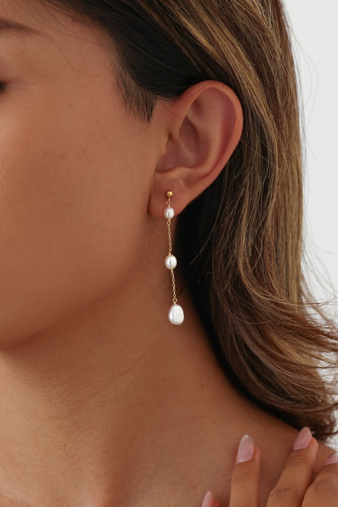 14K Gold Filled Pearl Earring - Keshi