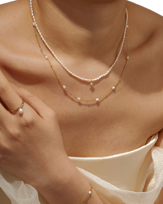 Sterling Silver Starlit Pearl Necklace