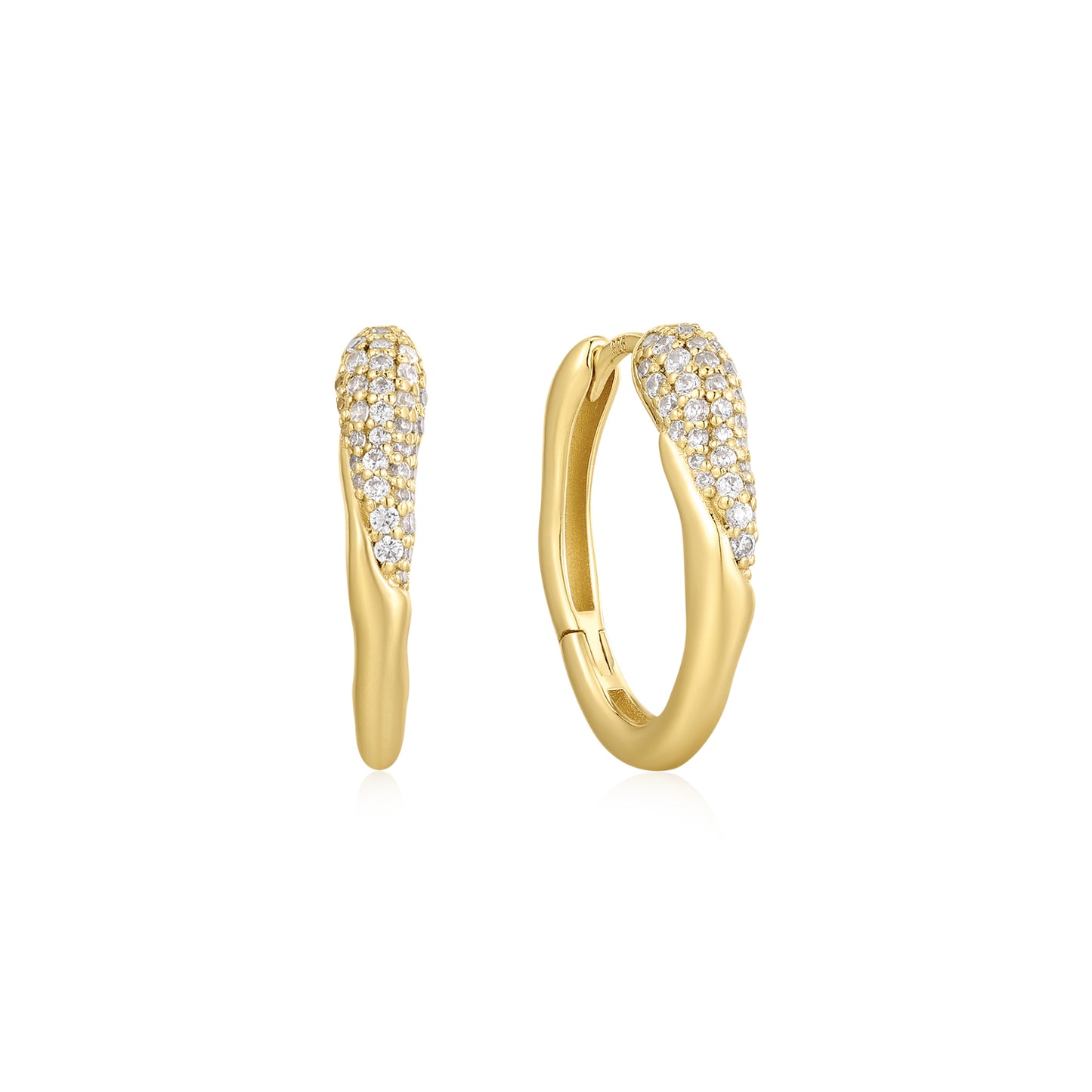 14k Gold Vermeil Linquid Sparkle Huggie Earrings