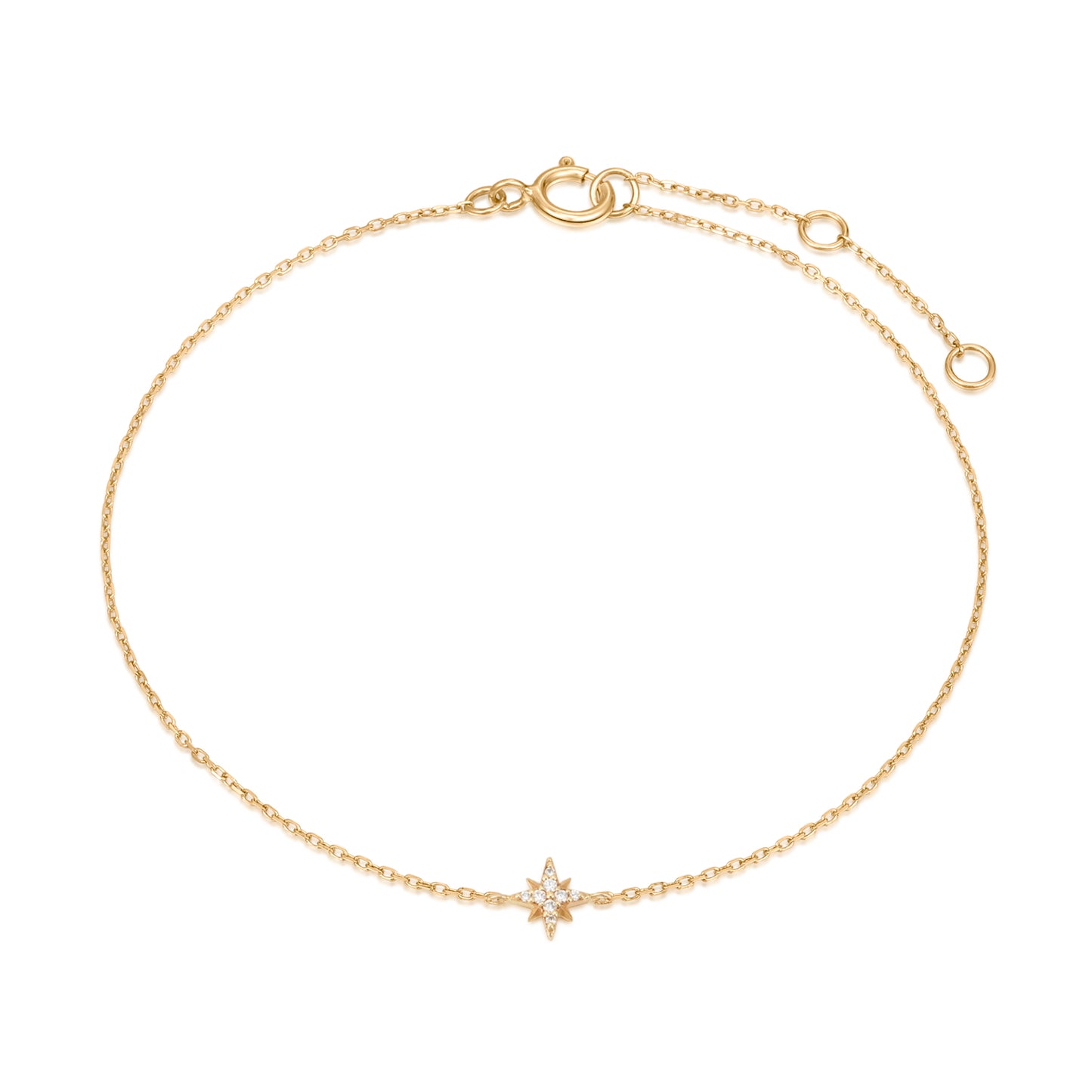 9k Solid Gold Pole Star Lab-Grown Diamond Bracelet