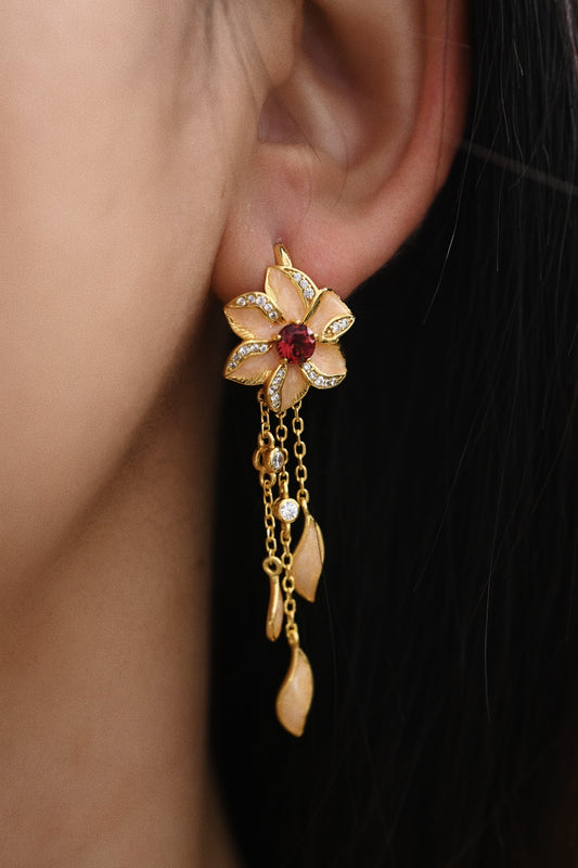 Earring | Enamel and Garnet