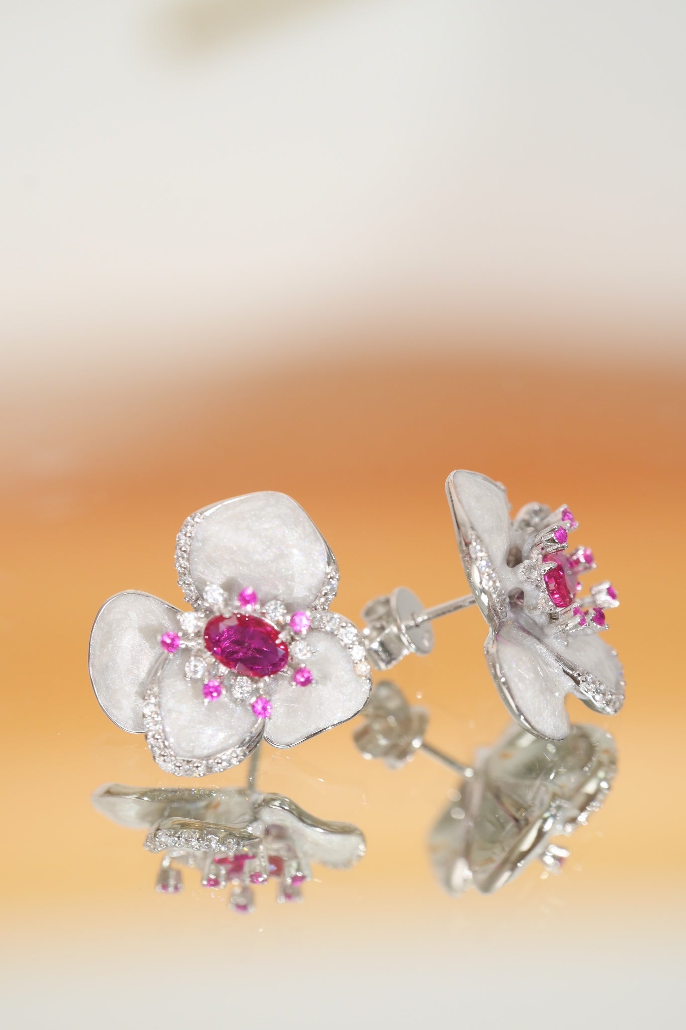 Earring | Enamel and Lab-Grown Ruby