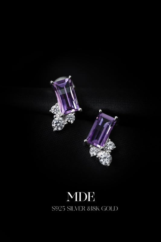 Sterling Silver Natural Amethyst Earring Studs