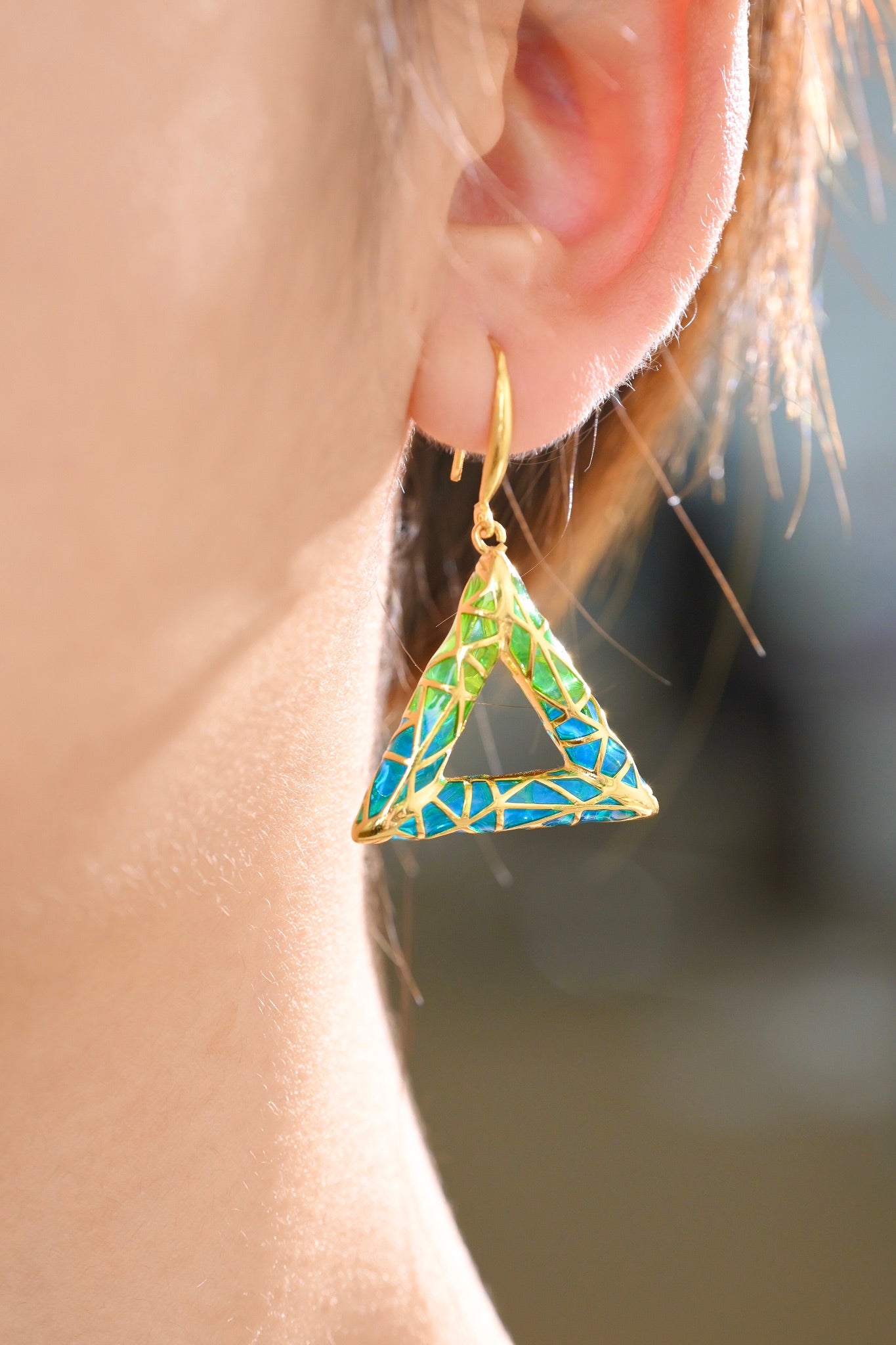 18K Gold Plated Transparent Enamel Earrings
