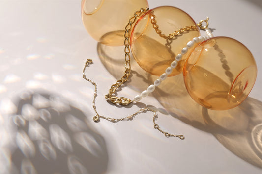 Sterling Silver with 14K Gold Plating Unique twinning Pearl Bracelet