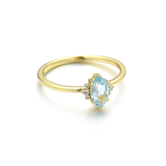 18K Gold Vermeil Sky Blue Topaz Birthstone Ring