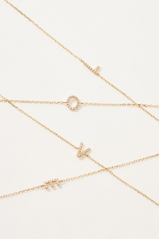9K Solid Gold Initial Charm Bracelet
