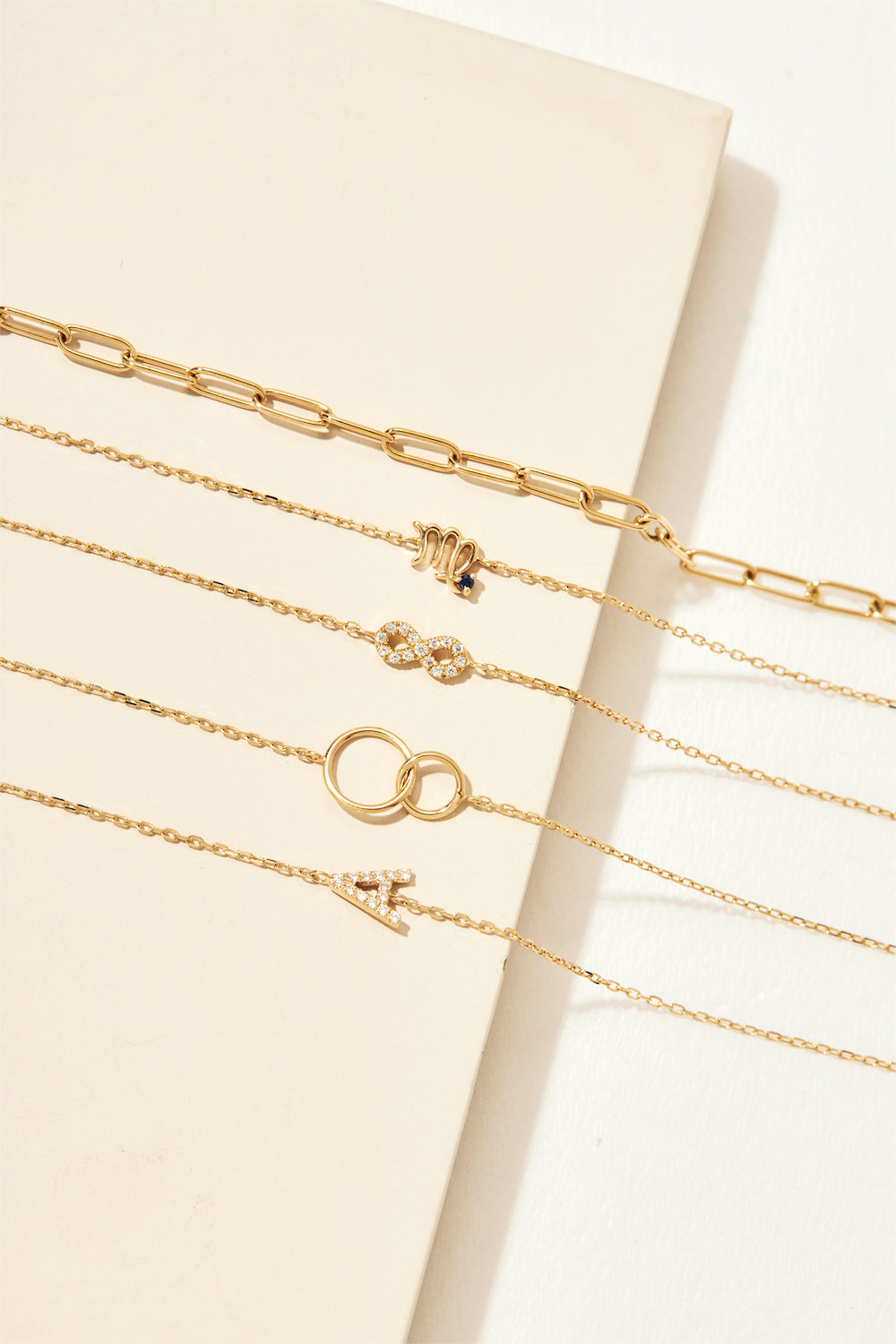 9K Solid Gold Initial Charm Bracelet
