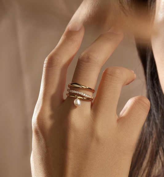 14K Gold Vermeil Unique Twinning ring