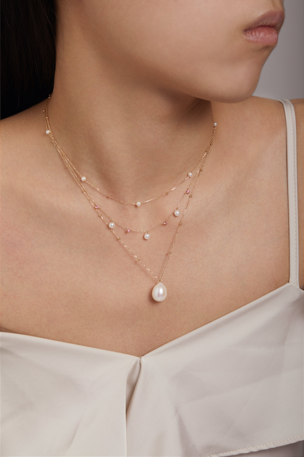 9k Solid Gold Starlit Pearl Necklace