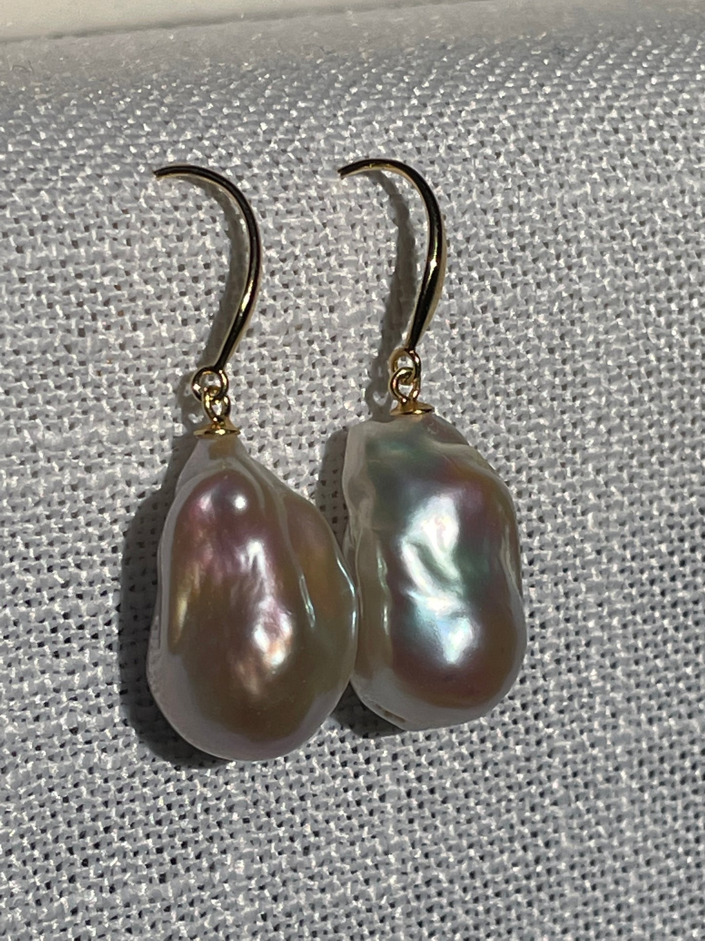 Large Baroque Freshwater Pearl Shepherd Hoop Earring