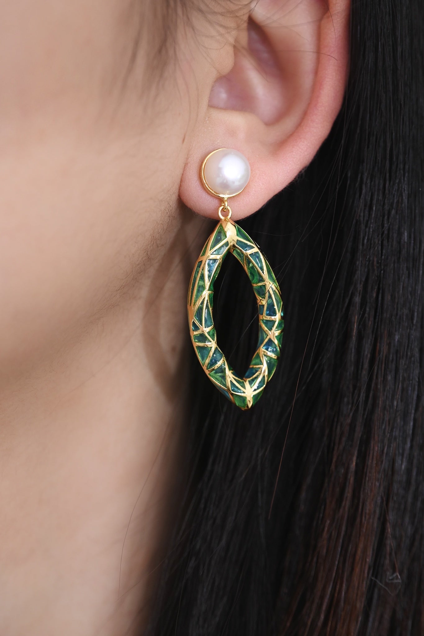 Earring | Transparent Enamel Marquise Shape