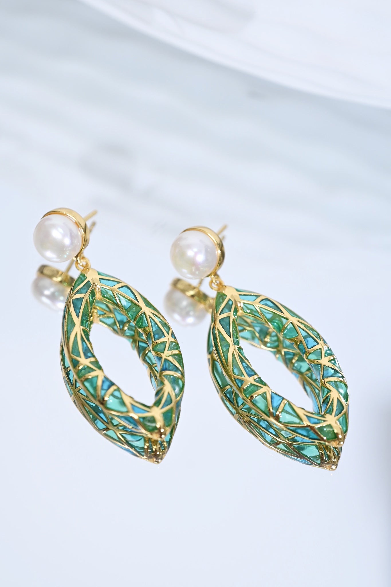 Earring | Transparent Enamel Marquise Shape