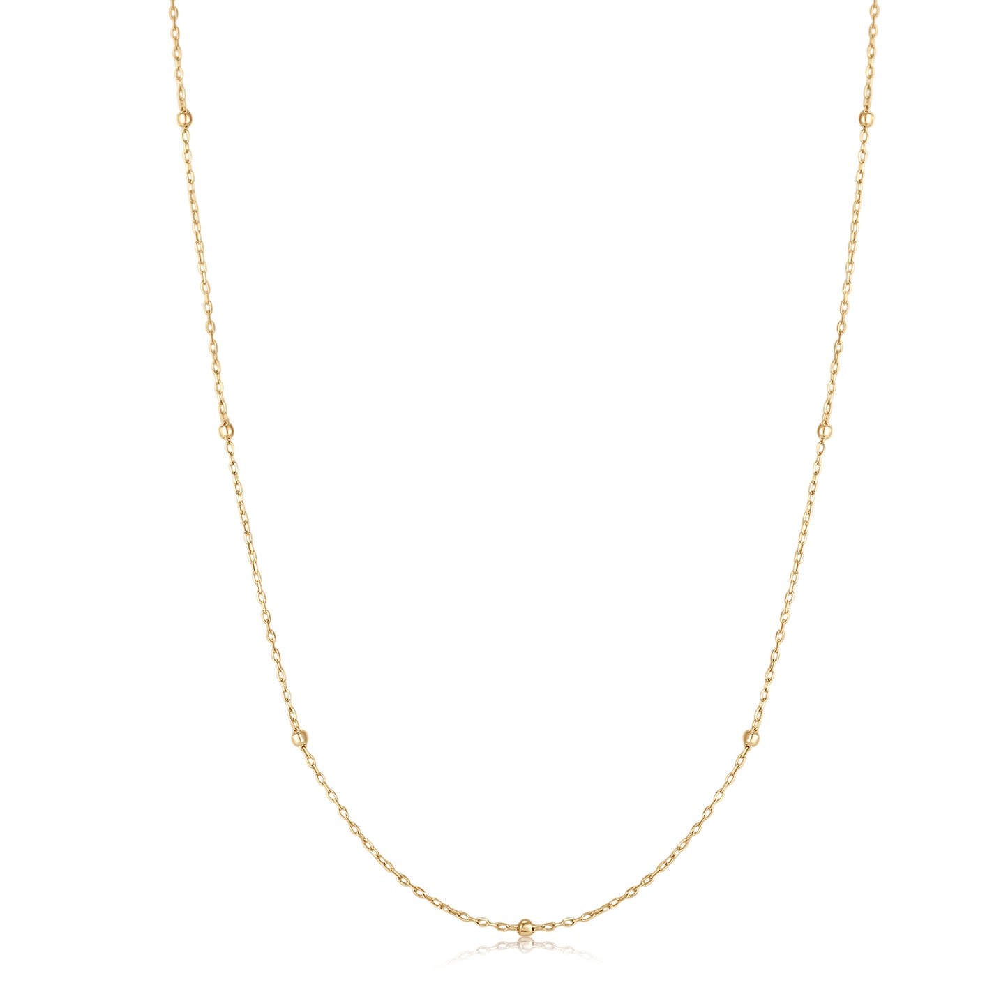 9k Solid Gold Beads Cable Chain