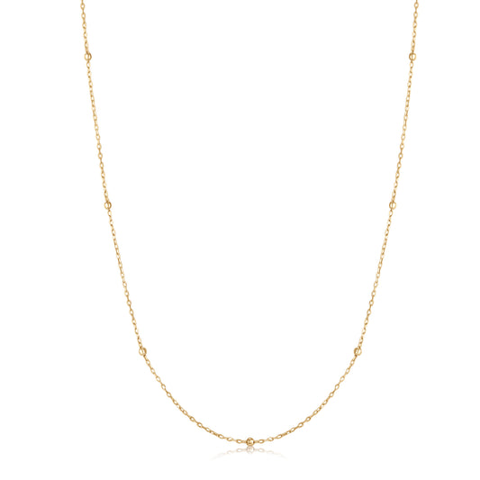 9k Solid Gold Beads Cable Chain