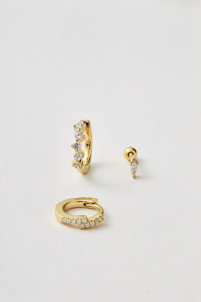 14k Gold Vermeil Ear Party Huggie Earrings