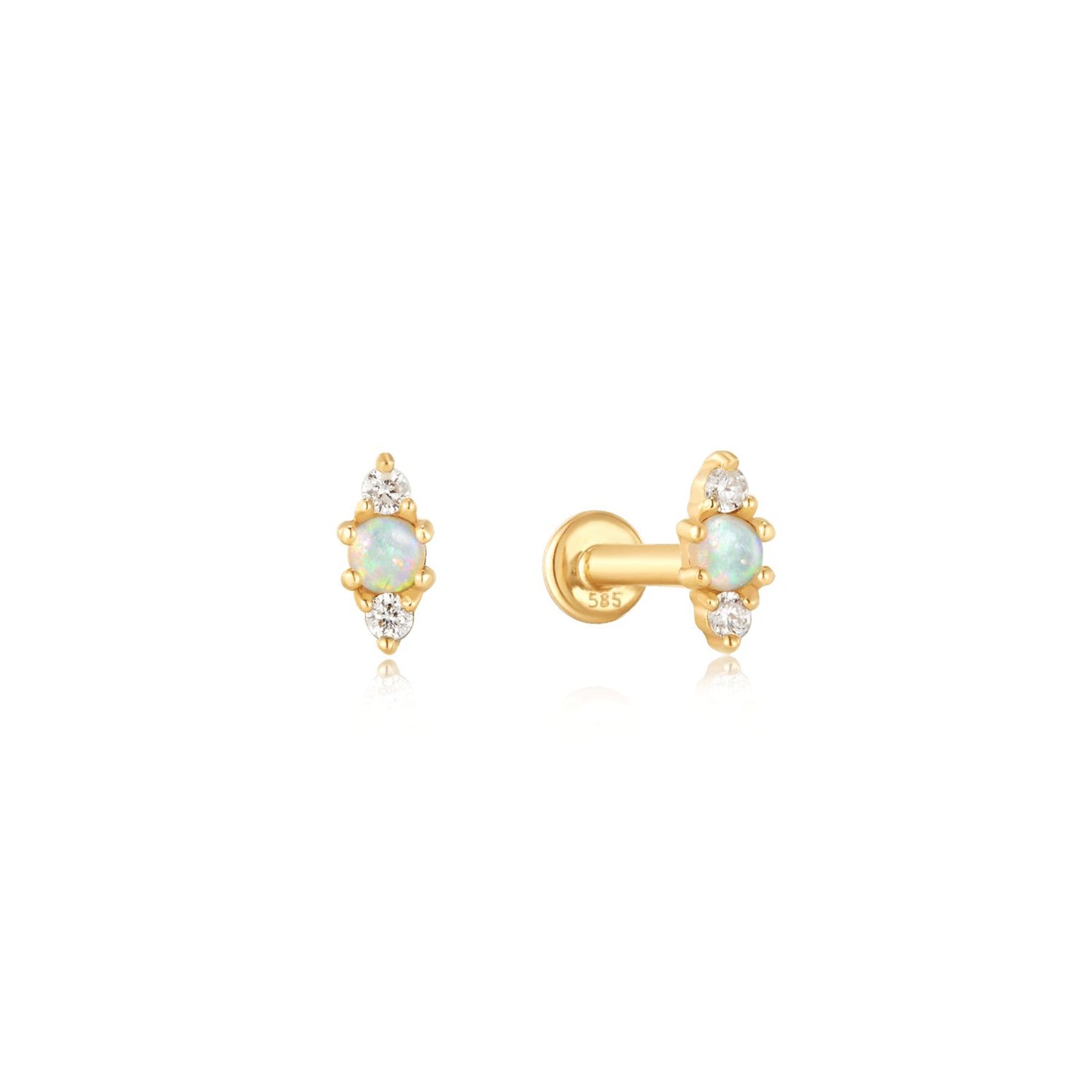 9K Gold Lab-Grown Diamond and Opal studs