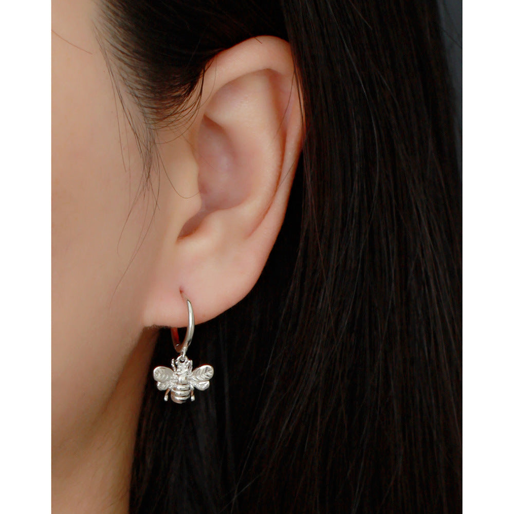 Sterling Silver Huggie Earring Bee