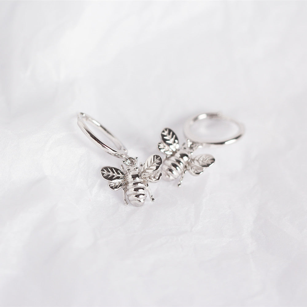 Sterling Silver Huggie Earring Bee