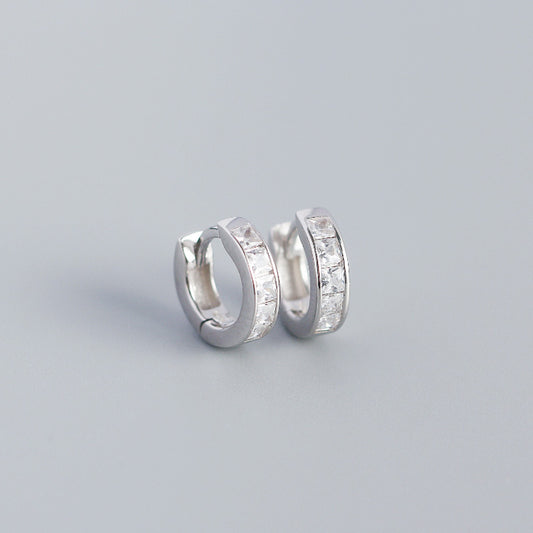 Sterling Silver Huggie Earring with CZ