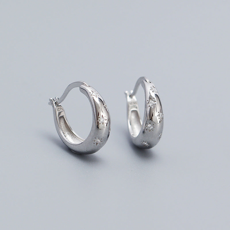 Sterling Silver with Huggie Earring with CZ