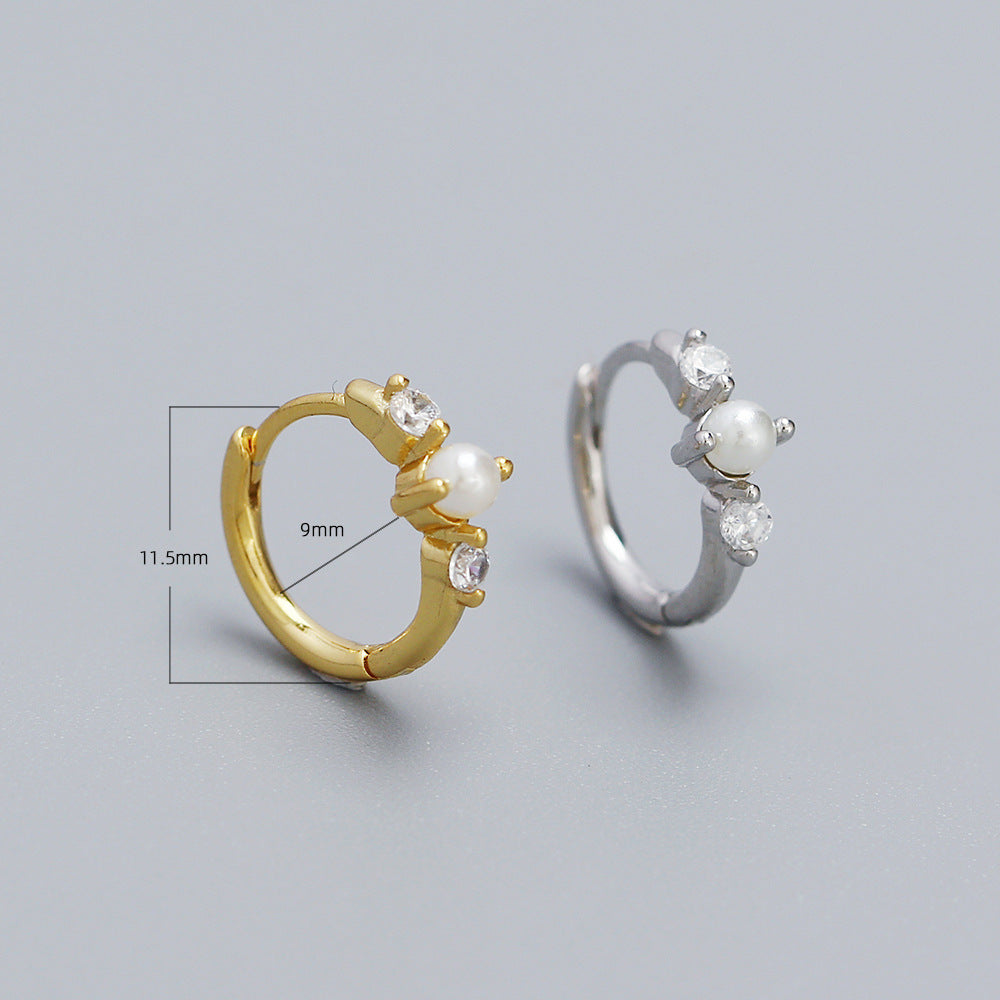 Sterling Silver with gold plated Huggie Earring with CZ