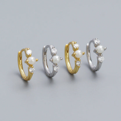 Sterling Silver with gold plated Huggie Earring with CZ