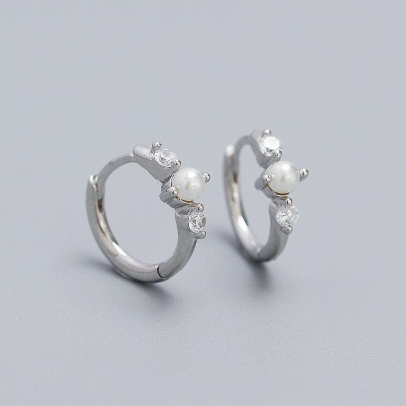 Sterling Silver Huggie Earring with CZ