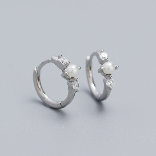 Sterling Silver Huggie Earring with CZ