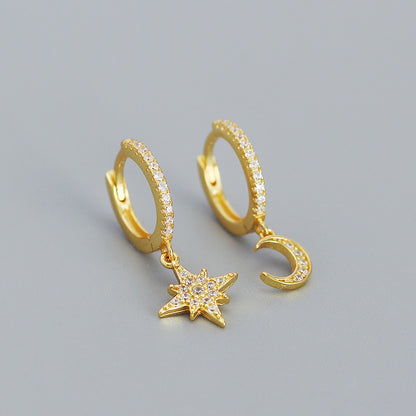Sterling Silver with gold plated Huggie Earring with CZ