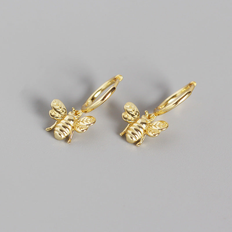 Sterling Silver with gold plated Huggie Earring Bee