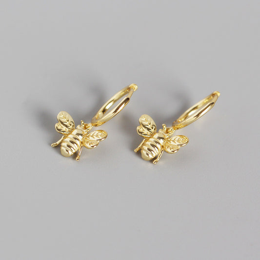 Sterling Silver with gold plated Huggie Earring Bee