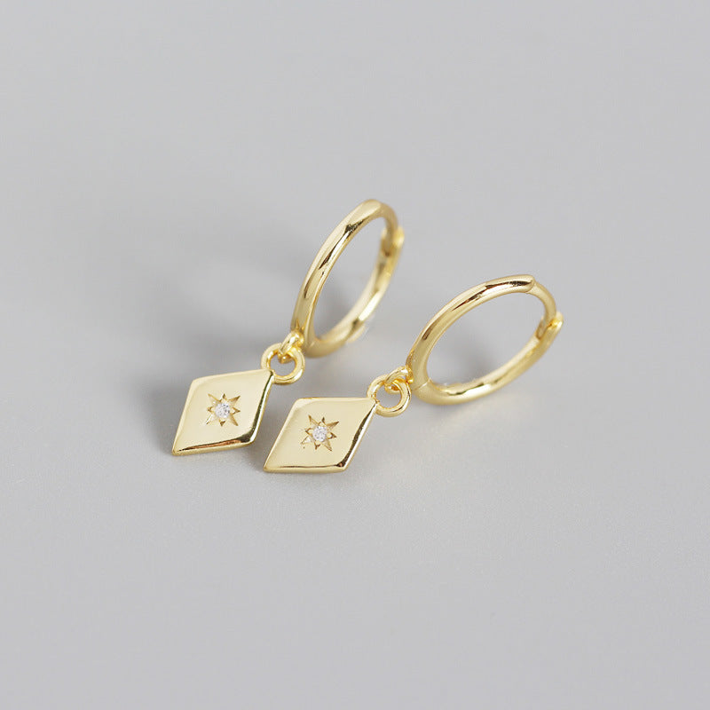 Sterling Silver with gold plated Huggie Earring with CZ