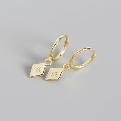Sterling Silver with gold plated Huggie Earring with CZ