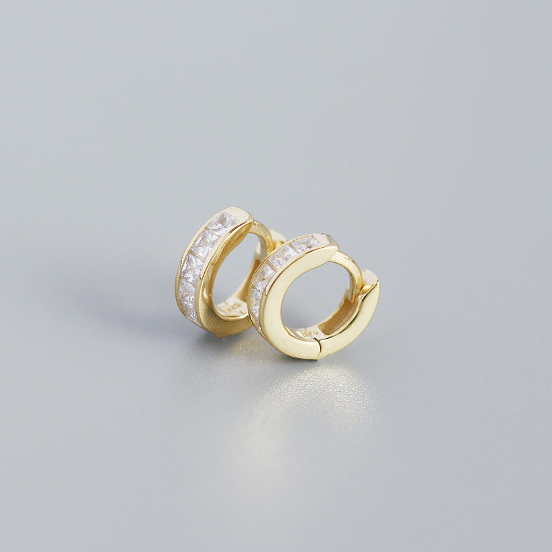 Sterling Silver with gold plated Huggie Earring with CZ