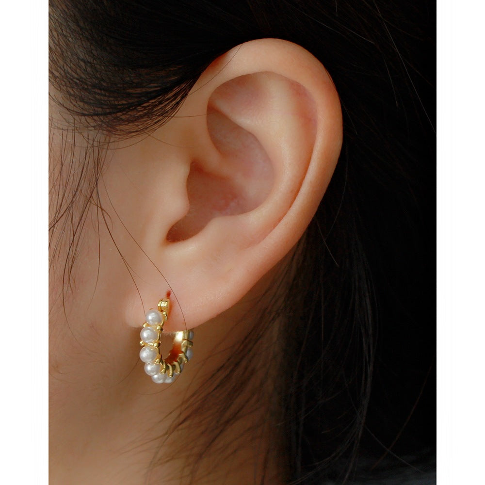 Sterling Silver with gold plated Huggie Earring with CZ