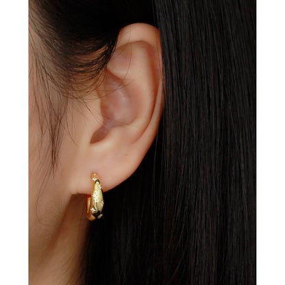 Sterling Silver with gold plated Huggie Earring with CZ