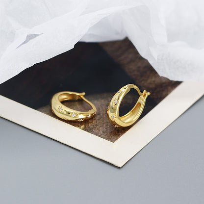 Sterling Silver with gold plated Huggie Earring with CZ