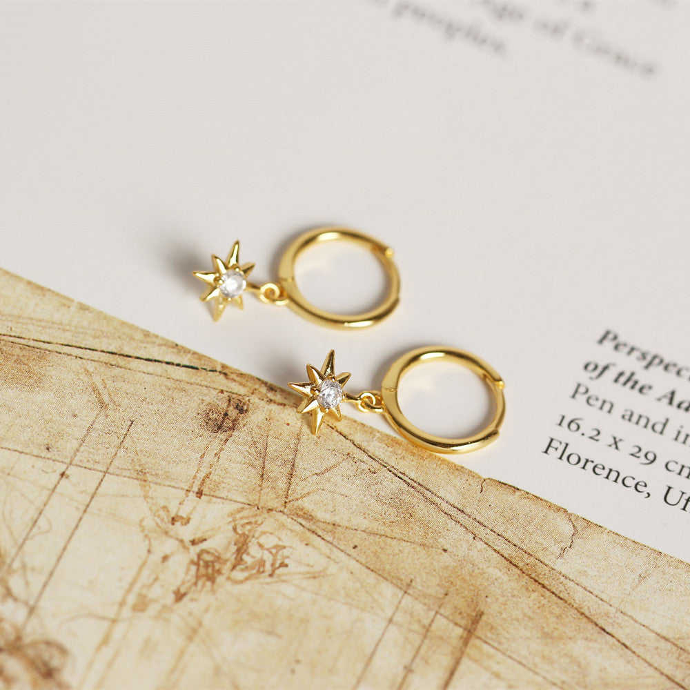 Sterling Silver Hoop Earrings - Pole Star Gold