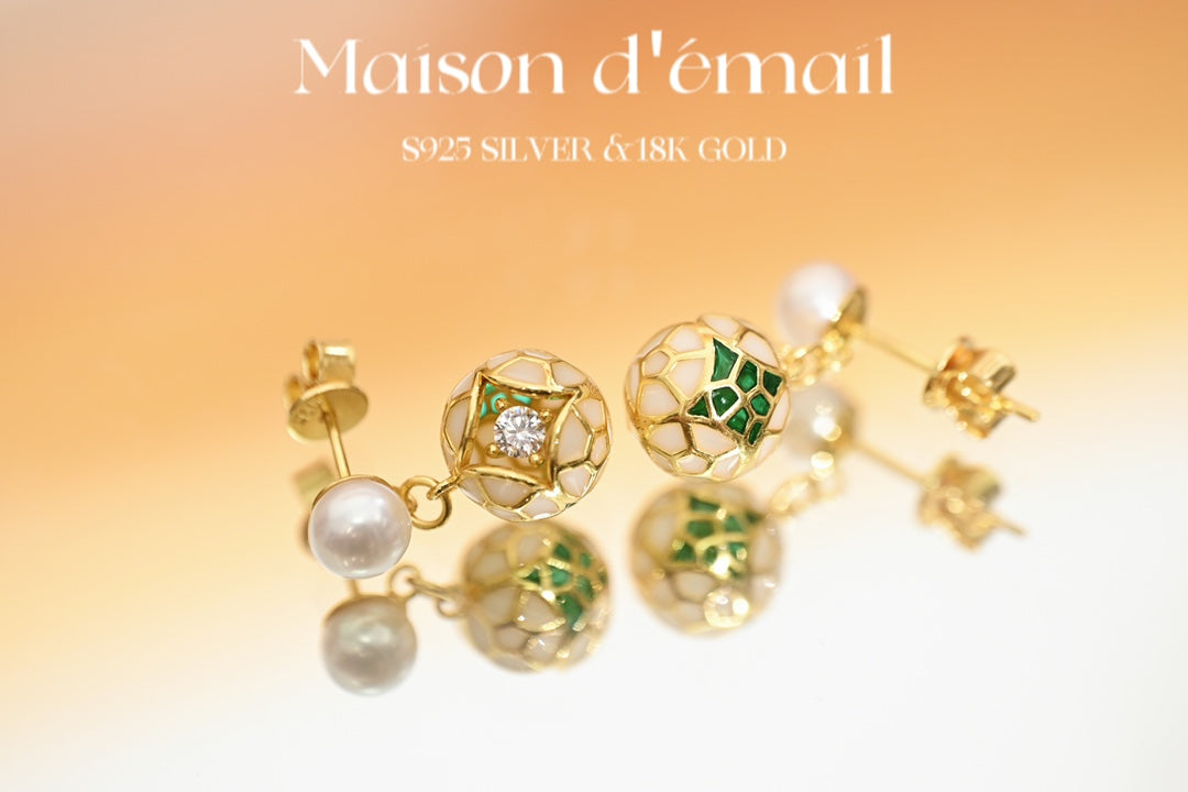 The Enamel and Pearl Drop Earring