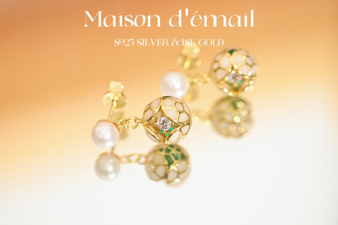 The Enamel and Pearl Drop Earring