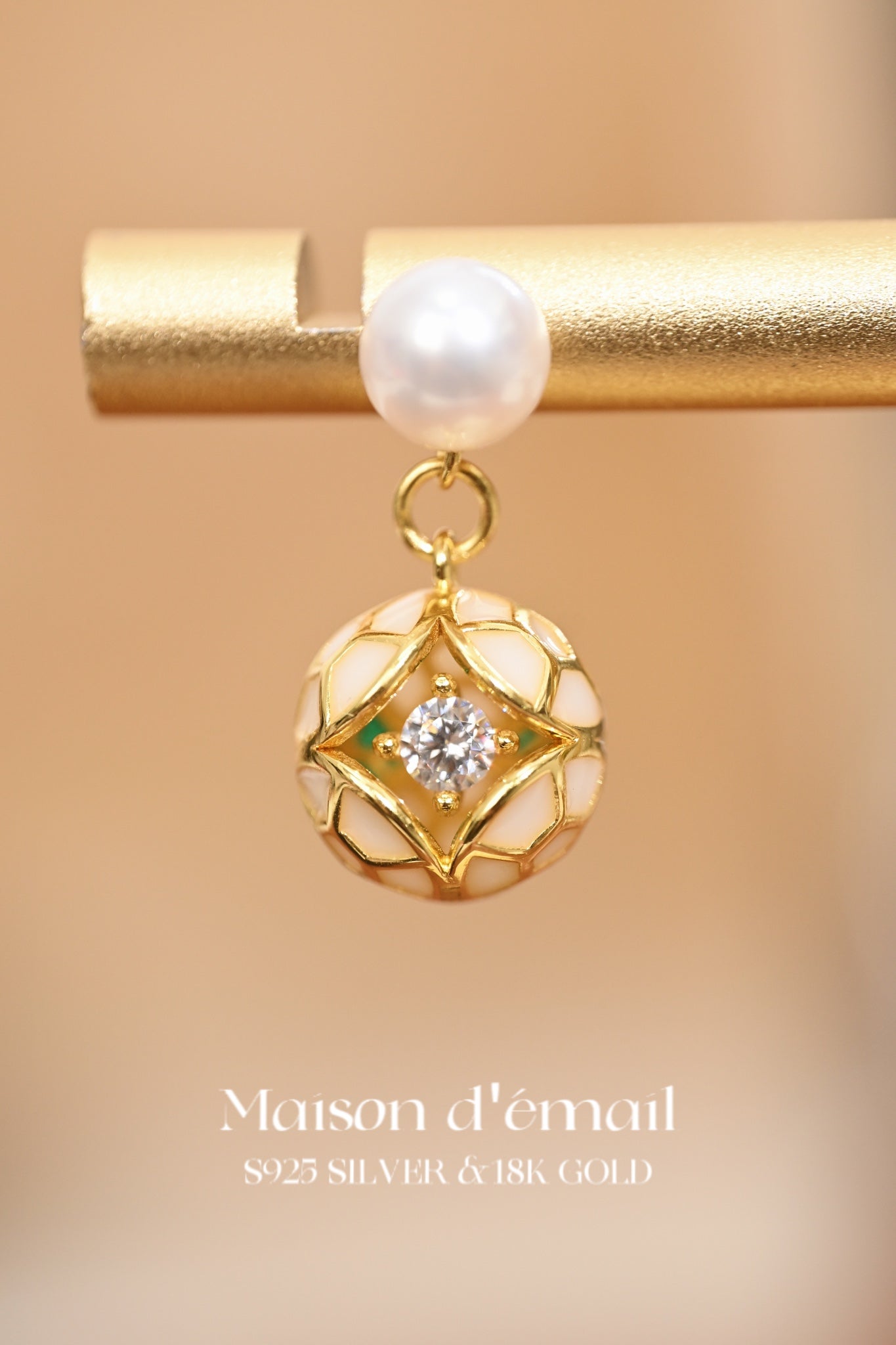 The Enamel and Pearl Drop Earring