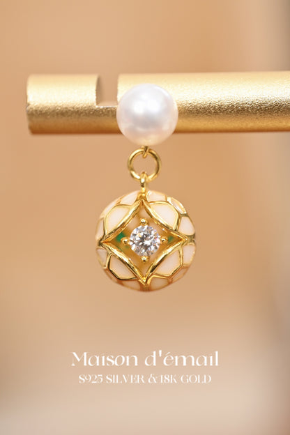 The Enamel and Pearl Drop Earring