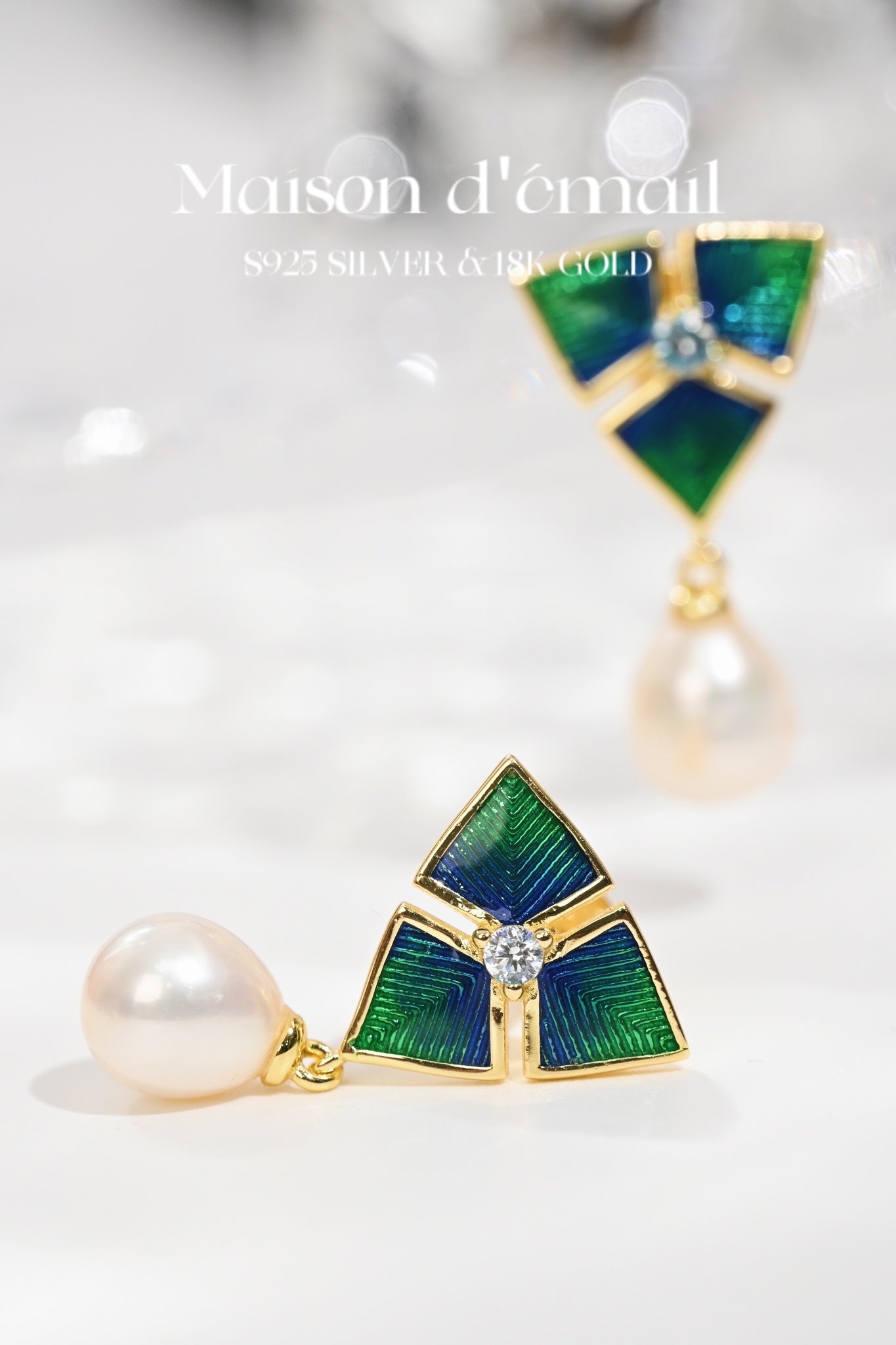 Earring | Enamel and Pearl