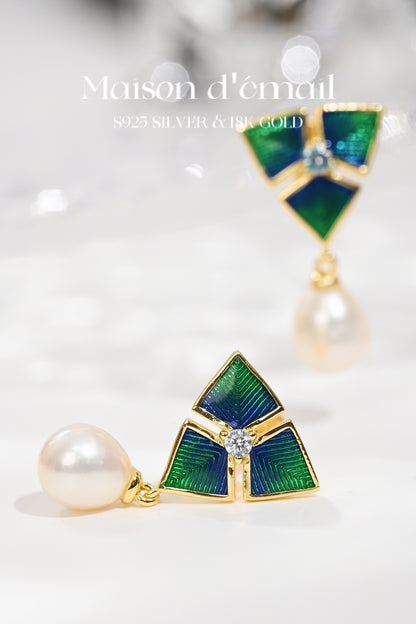 Earring | Enamel and Pearl