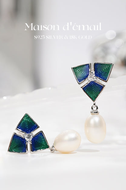 Earring | Enamel and Pearl