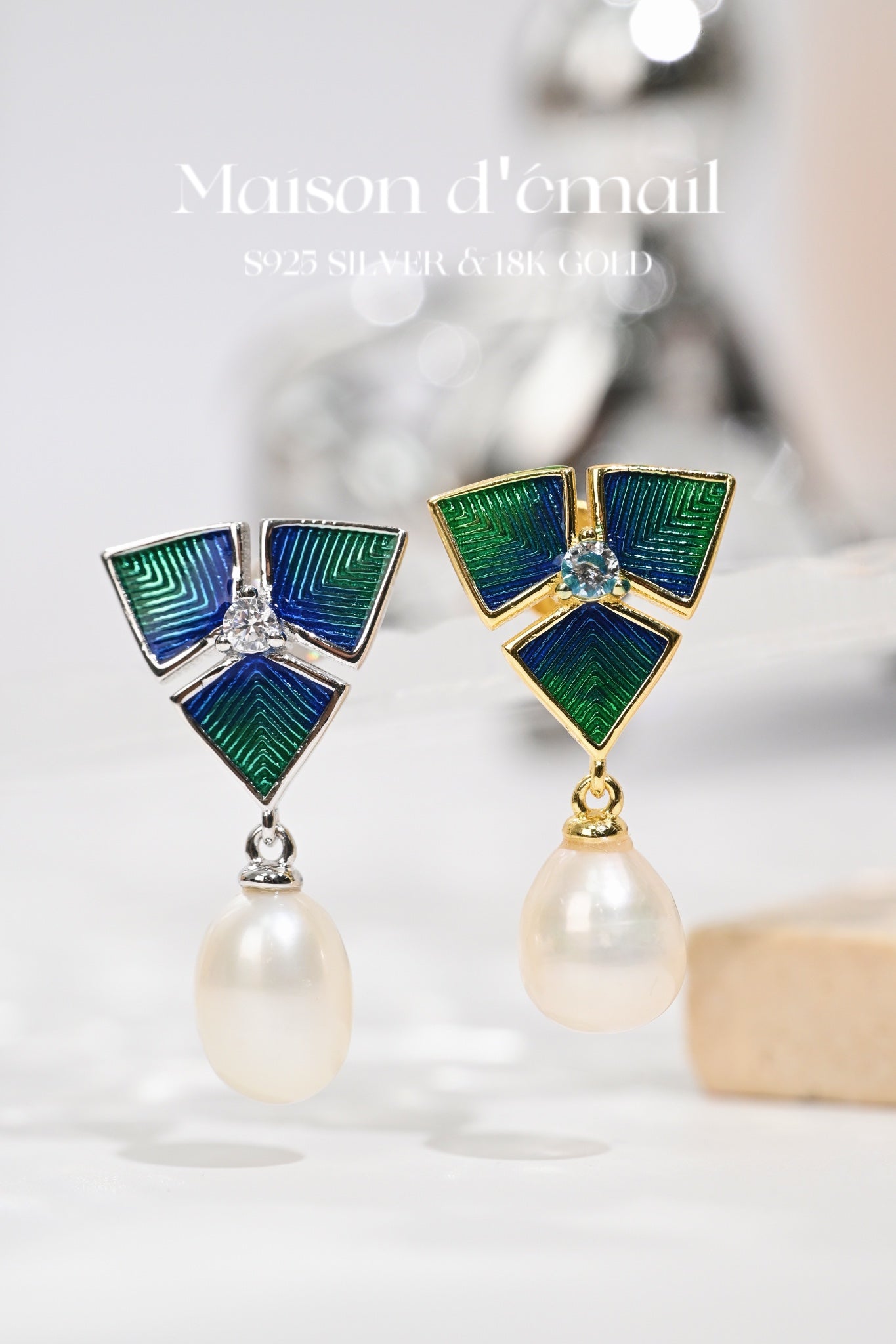 Earring | Enamel and Pearl