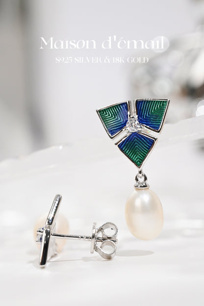 Earring | Enamel and Pearl